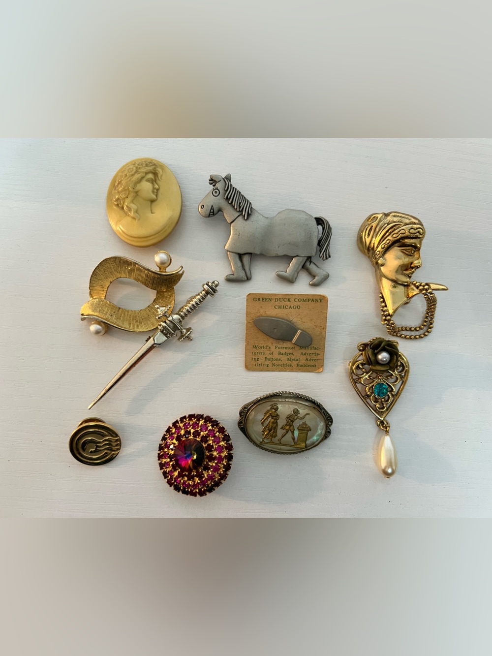 Vintage Mixed Metal Brooch Bundle - Gold and Silver Tones